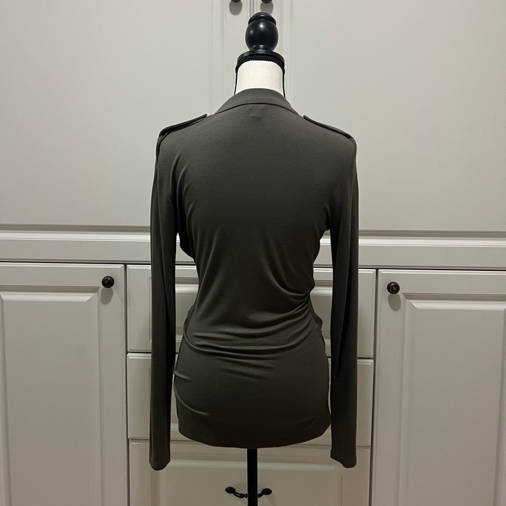 Ann Taylor Olive green ruched front | Wrap style size M - Picture 6 of 9